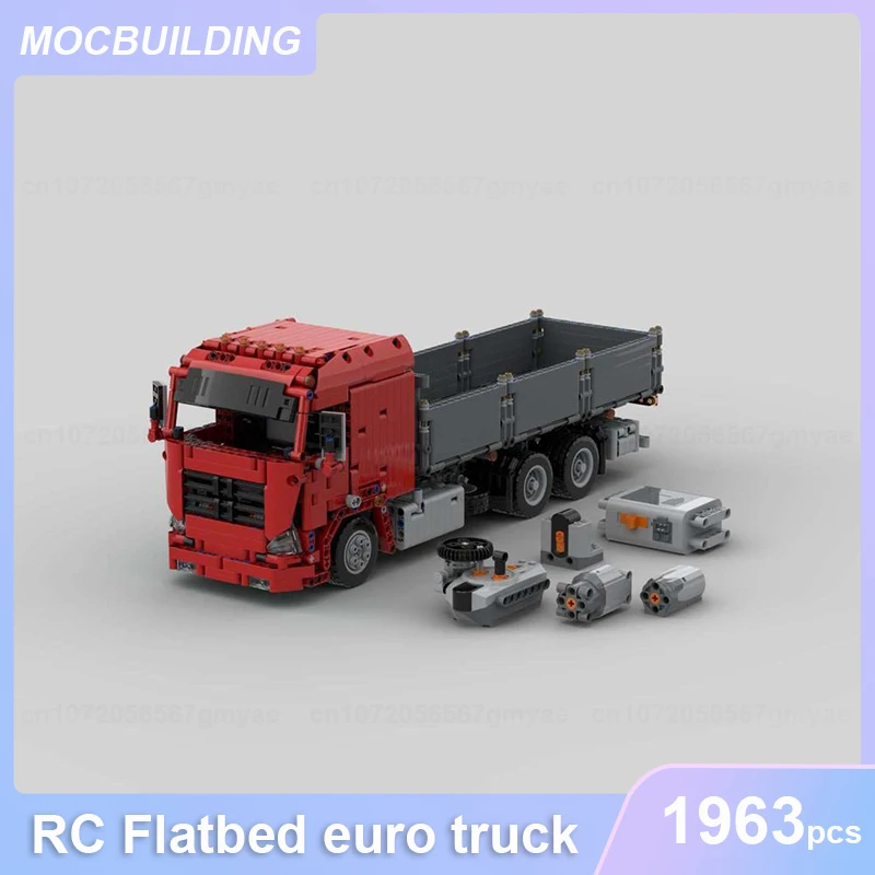 RC Flatbed Euro Truck & Step Deck Semi Trailer & Forklift 1:21 Scale Model MOC Building Blocks Assemble Bricks Transport Toys