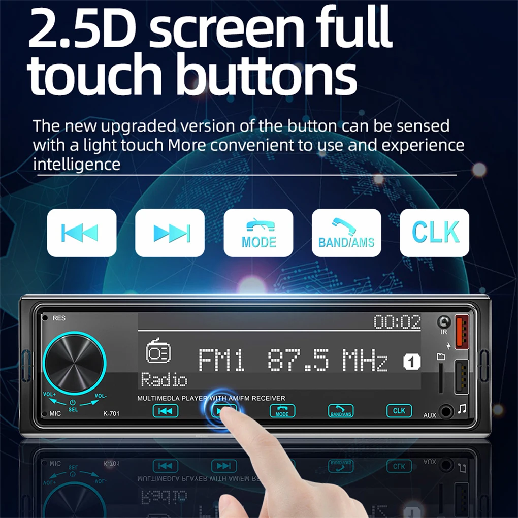 

Цифровой беспроводной MP3-плеер с одним DIN, передний впускной Bluetooth-совместимый радиоприемник 5.1, автомобильный мультимедиа