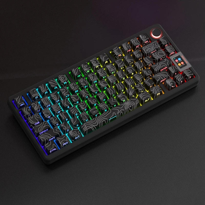 131 Keys PBT Keycaps Set Thermally Sublimated Side Engraved Transparent Keycaps For Gaming Keyboard