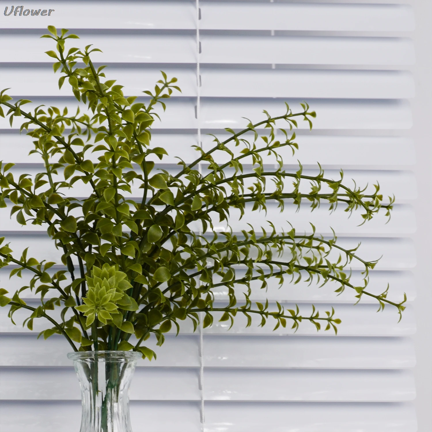 2 قطعة أوراق المال الاصطناعية الأوكالبتوس متعددة البتلة العشب النباتات الخضراء المنزل في الهواء الطلق حديقة حفل زفاف نبات صناعي الزخرفية #5