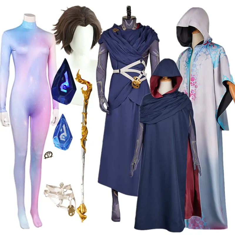 Viktor Cosplay Arcane Hooded Cloak Costume LoL Disguise Men Cape Women Jumpsuit Brooch Belt Wig Outfits Halloween Carnival Suit