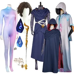 Viktor Cosplay Arcane Hooded Cloak Costume LoL Disguise Men Cape Women Jumpsuit Brooch Belt Wig Outfits Halloween Carnival Suit