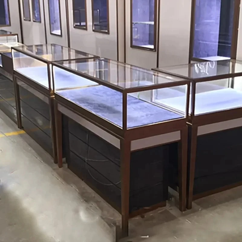 

Изготовленный на заказ деревянный прилавок-витрина для ювелирных изделий, подставка для колец, мебель для ювелирного магазина, витрина-шкаф для украшений