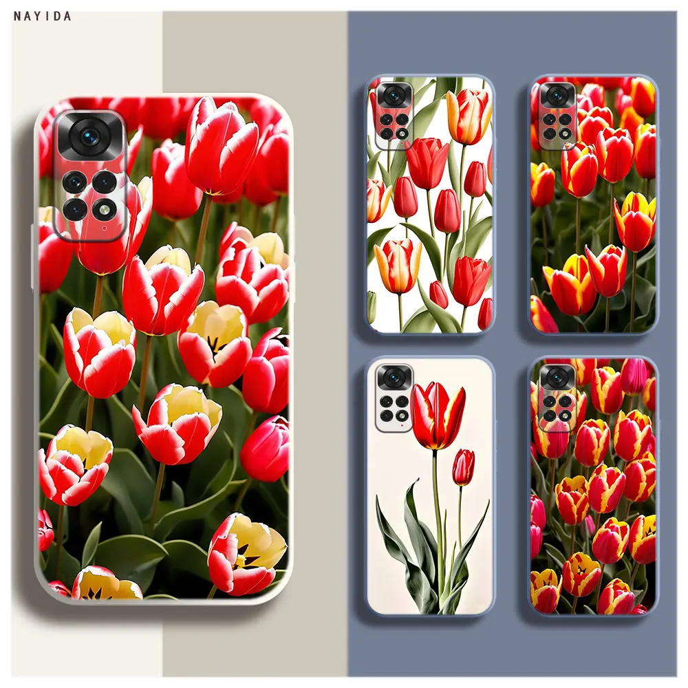 Soft Silicone Phone Case For Xiaomi Redmi Note 12 11 12S Pro Plus 12c 11a 4G 5G Original Cover tulip