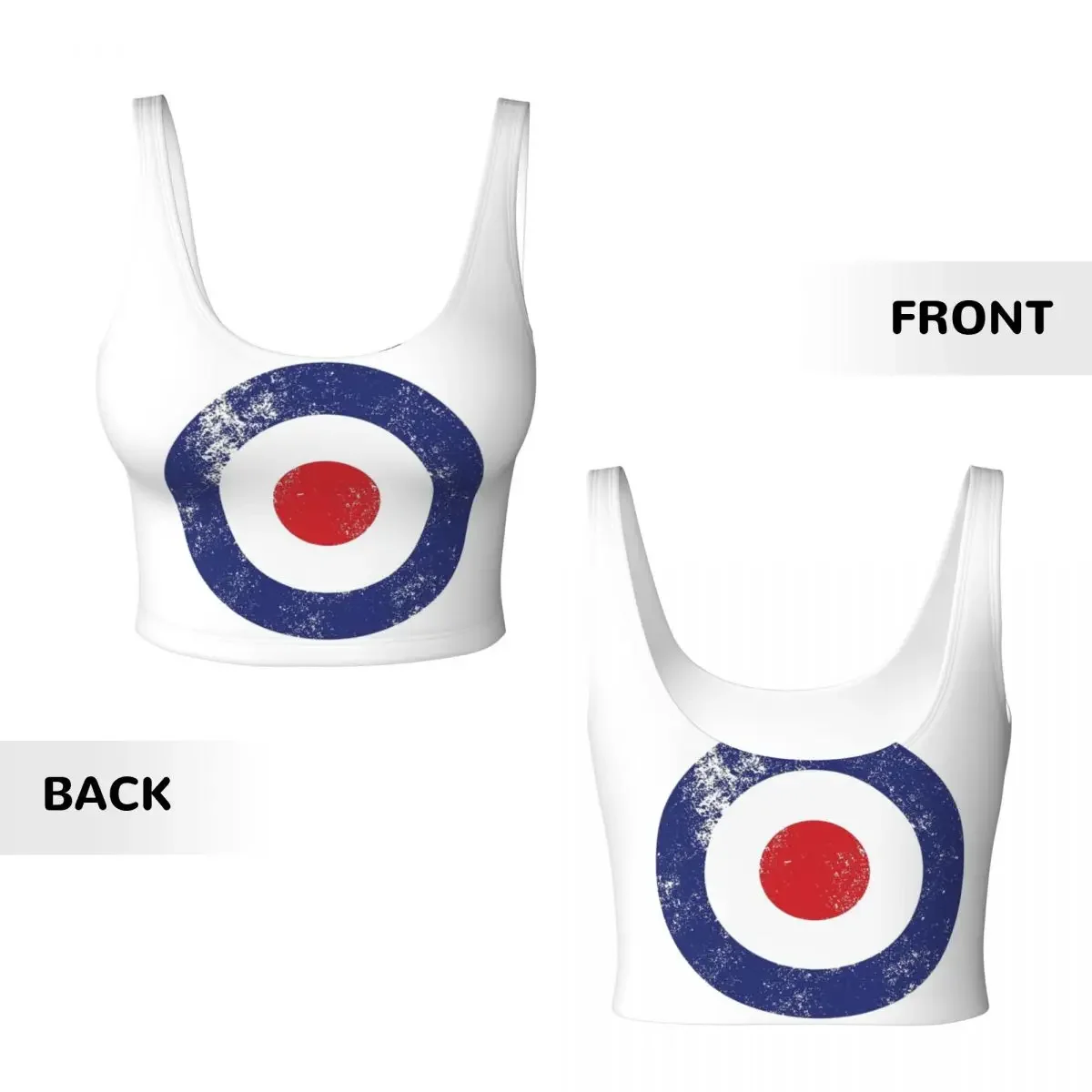 Custom RAF Type D Roundel-Mod Target Women Sports Vest Bra Gym Workout High Impact Yoga Crop Tank Top