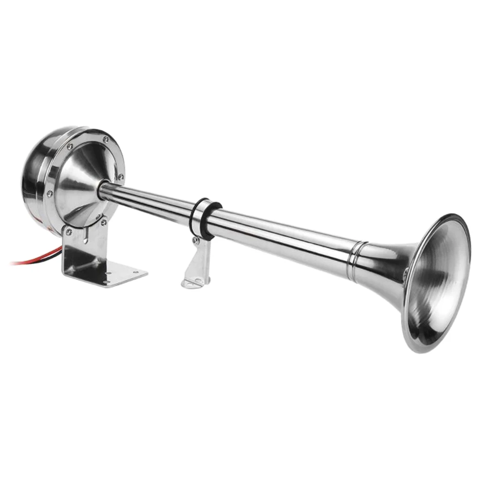 Metal Single Trumpet Electric Air Horn 12V 125DB Compact Loud Sound Kit for Car Truck Boat Train Accessories