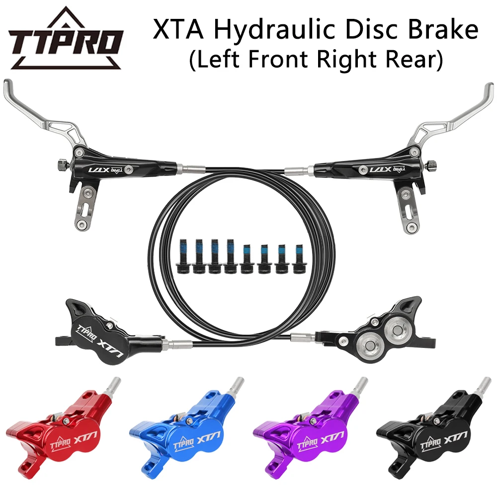 TTPRO XTA 4-Pistons Hydraulic Disc Brake for MTB Bike Left Front Right Rear 800MM/1450MM Brake Level Handle Brakes Bicycle Parts