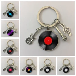 Creative Gramophone Music Keychain Ring Creative Charm Music Retro Vinyl Keychain Vinyl Record Picture Musician Accessories Gift