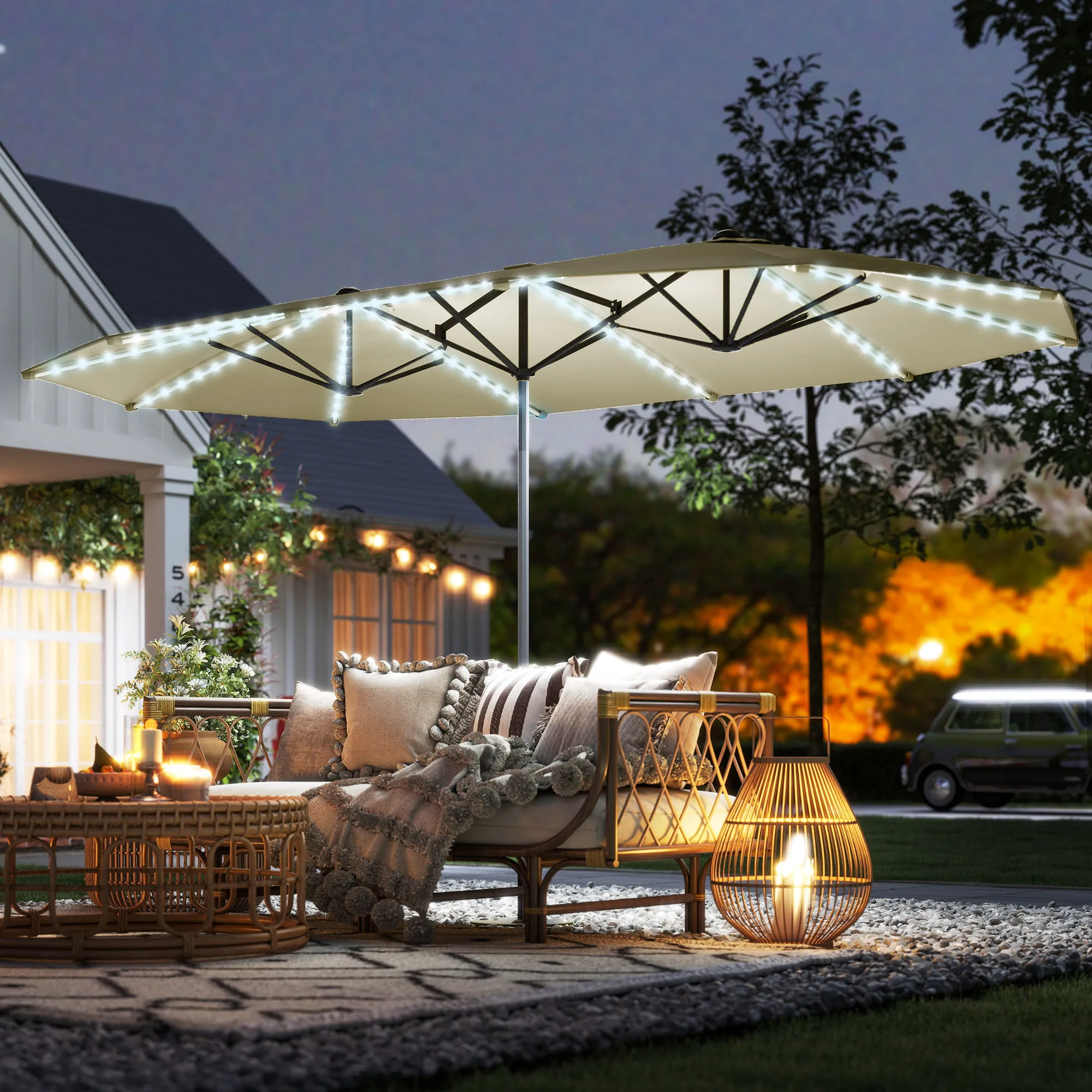 Outdoor Furniture Umbrella - مظلة فناء بطول 15 قدمًا مع