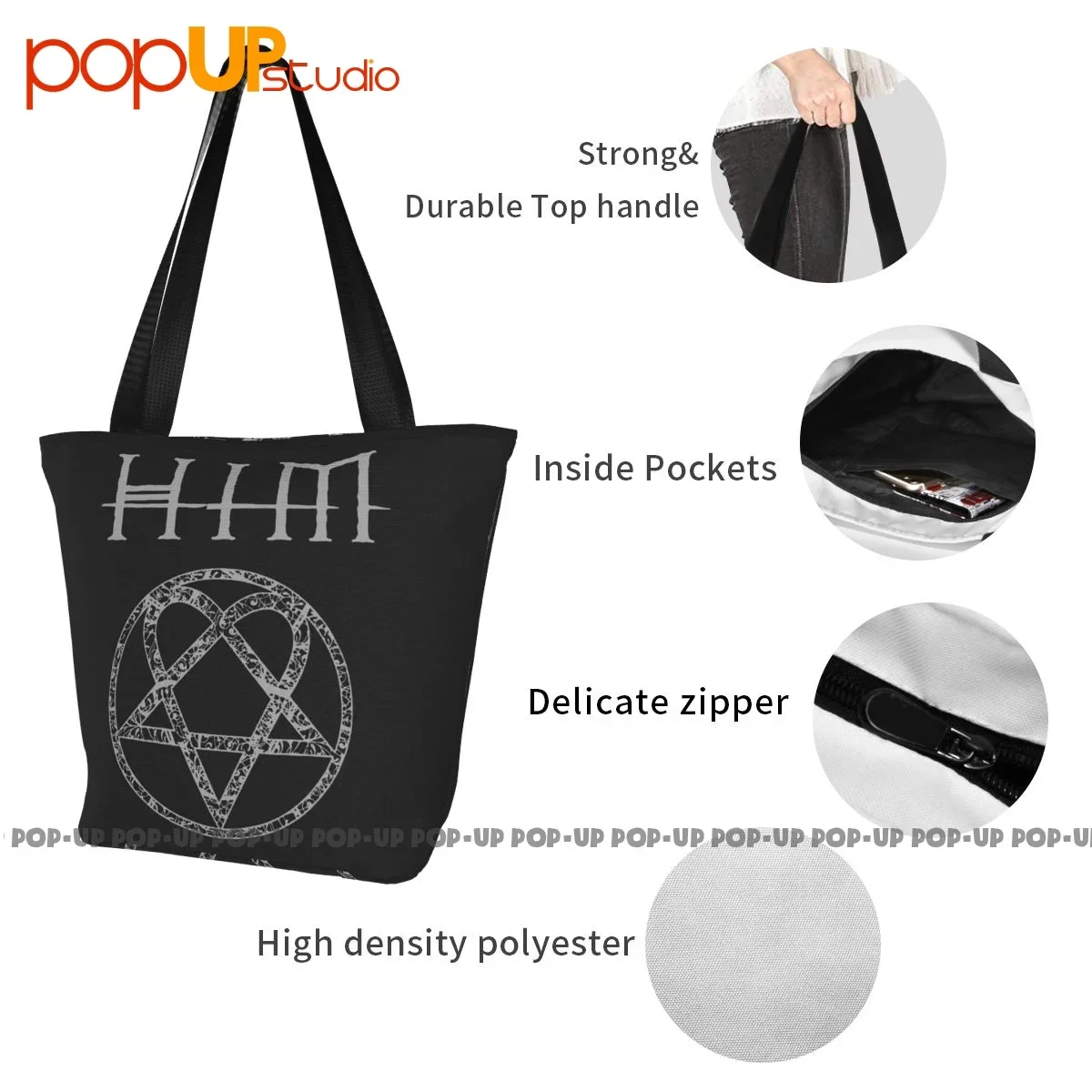 Er verzierte heartagram 01 Mode Handtaschen Einkaufstasche Einkaufstasche Trage tasche