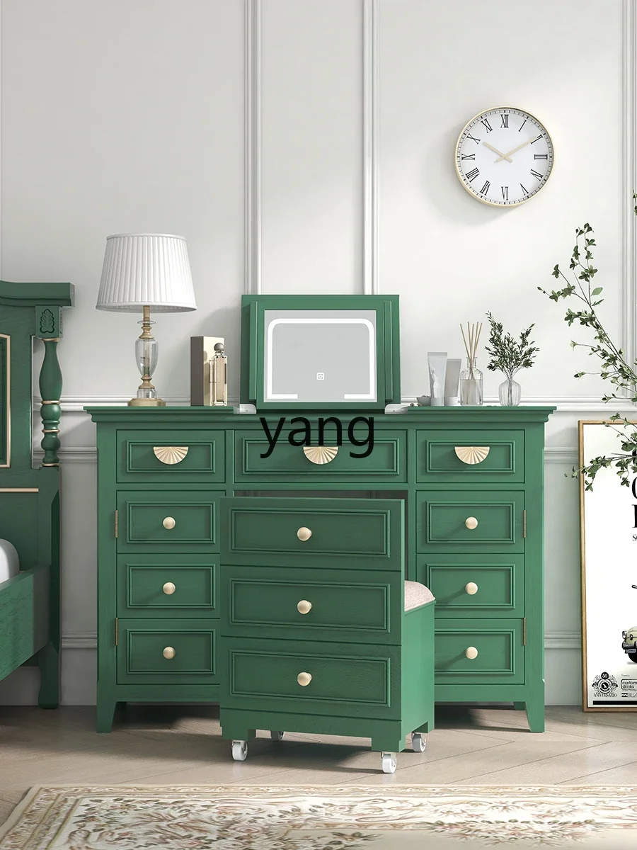 Yhl Meja Rias Retro High Sense Dresser Lampu Kecantikan Cermin Meja Rias dengan Bangku Rias