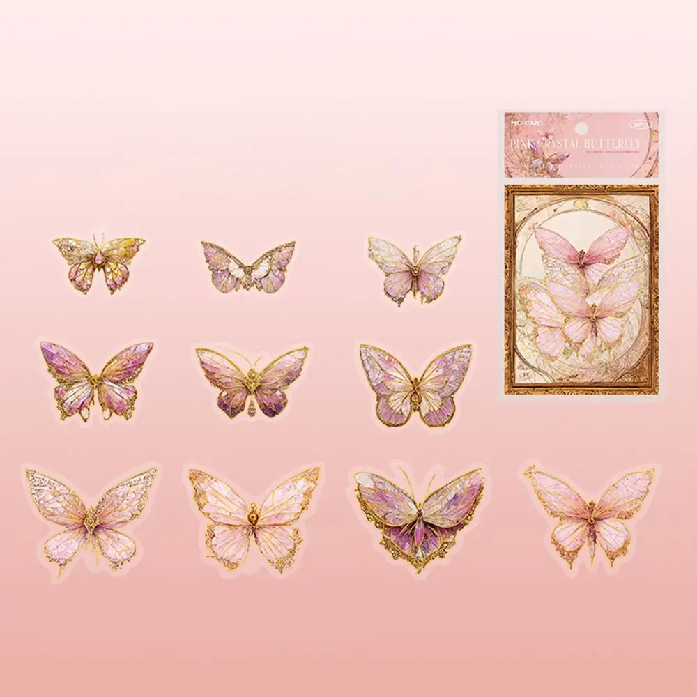 DIY Crafts Ice Crystal Laser Butterfly Sticker Handmade Aesthetic Butterfly Collage Sticker Shiny Decorative Stationery