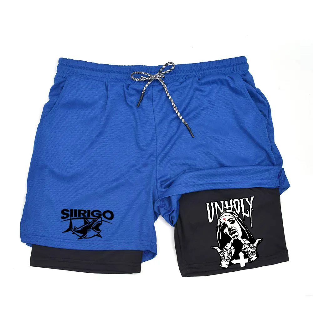 شورت جري 2 في 1 للرجال مع جيب للهاتف وحلقة منشفة | طباعة تجريب الصالة الرياضية سريعة الجفاف ZY004 #4