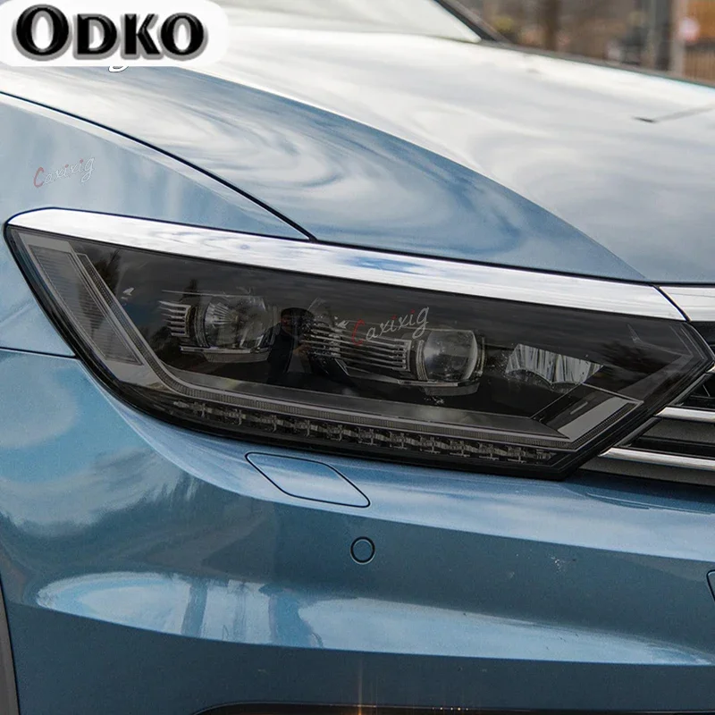 

2Pcs Car Headlight Protective Film Smoked Black Tint Wrap Transparent TPU Repair Stickers For Volkswagen VW Passat B8 2015-2021