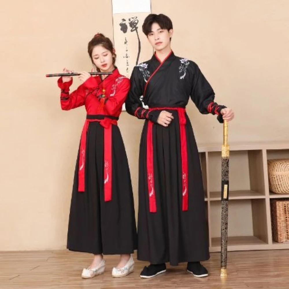 Unisex Hanfu Wuxia Costume Men Women Chinese Style Swordsman Tang Ming Dynasty Stage Dance Performance Halloween Cosplay Party
