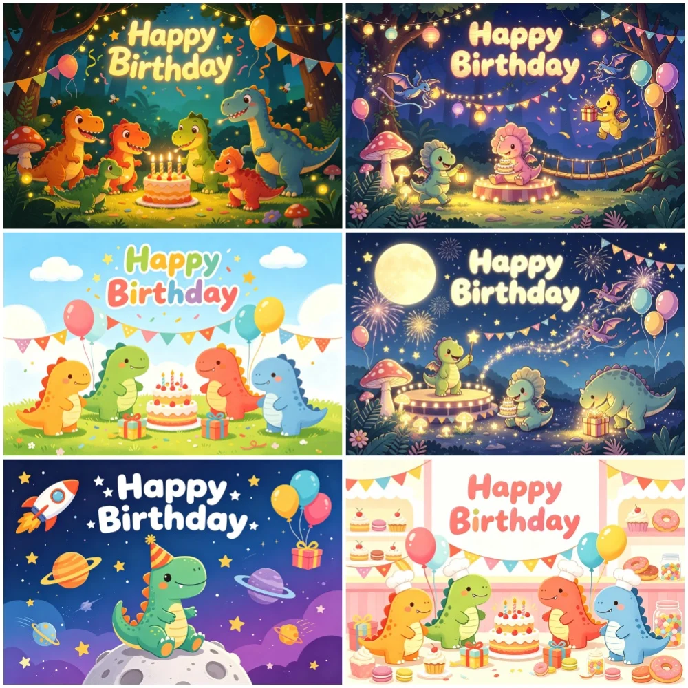 Décor de fête sur le thème des dinosaures de dessin animé, toile de fond volcanique Tyrannosaurus Rex, tapisserie de fond pour le monde des aventures des enfants, accessoires de bannière