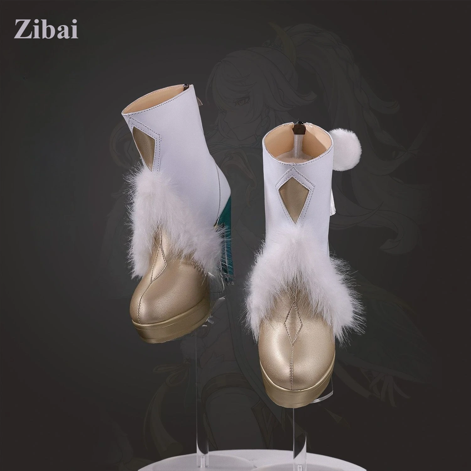 Genshin Impact Zibai High Heels Cosplay Game Shoe Accessories Props Anime Zibai for Woman Costume Matching Shoes