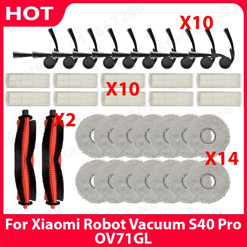 

Main Side Brush HEPA Filter Mop Cloth For Xiaomi Robot Vacuum S40 Pro / OV71GL Spare Parts Vacuum Replacement Accessories