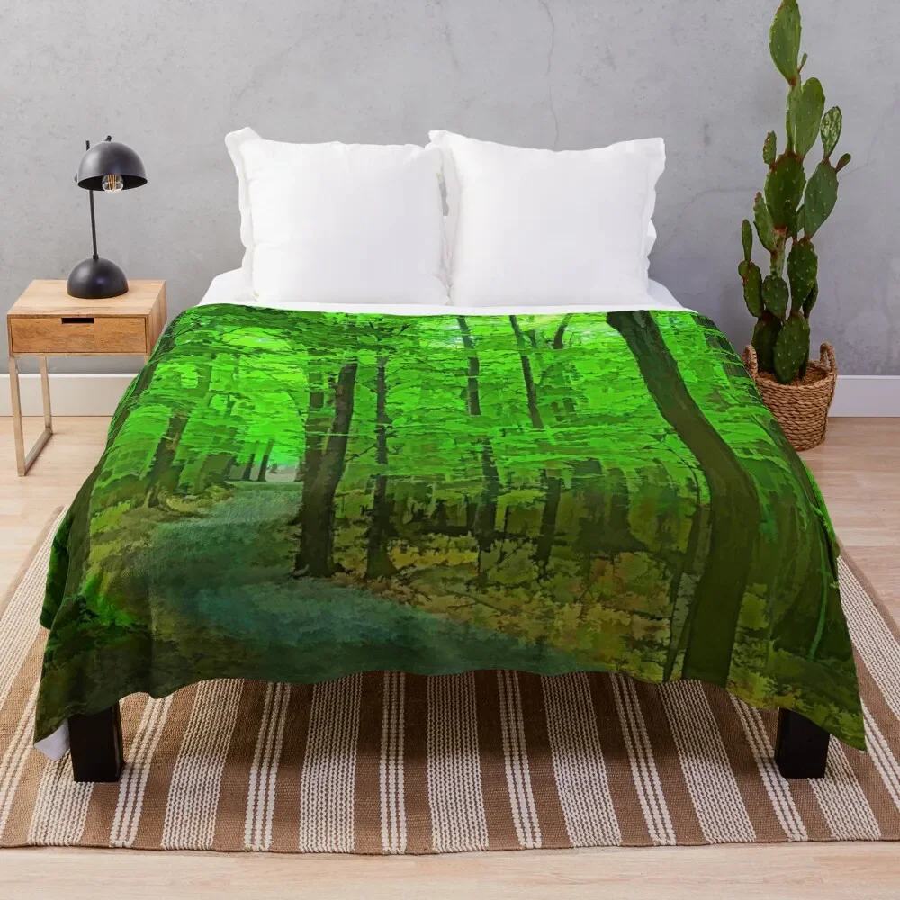 Green Trees - Impressions of Summer Forests Throw Blanket Thin Blankets For Bed Softest Blankets