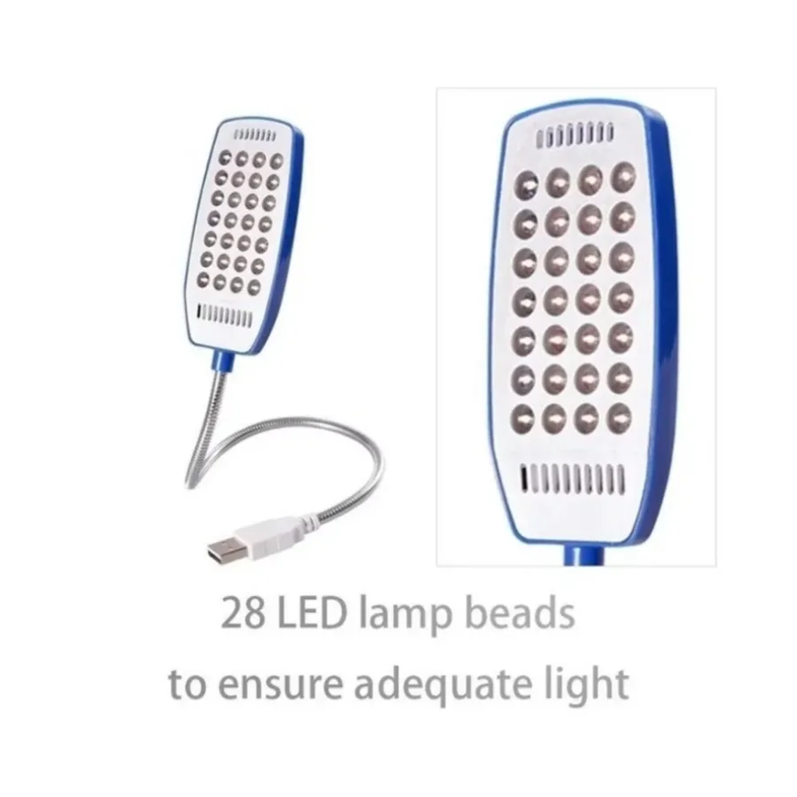 ไฟ LED 28 ดวง 4 สี พร้อมสวิตช์ USB หลอดไฟโลหะแบบยืดหยุ่น ใช้เป็นไฟอ่านหนังสือสำหรับโน้ตบุ๊ก เฟอร์นิเจอร์ และของใช้จำเป็นอื่นๆ สว่างมาก