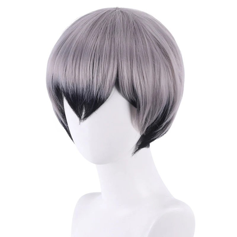 Kita Shinsuke Cosplay Wig Anime Haikyuu!! Silver Black Short Hair Halloween Carnival Party Dressing For Women