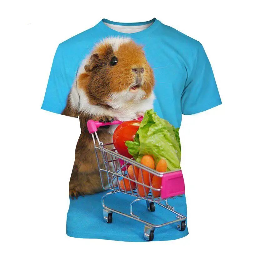 Funny Cute Guinea Pig Graphic T Shirts 3D Printed Casual Men Animal Pattern Streetwear Tee Tops Full Print Oversized Funny Shirt