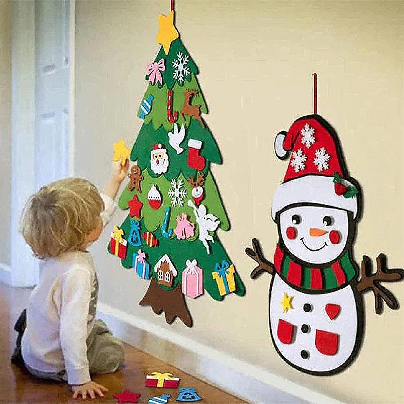 Everized Felt Christmas Tree Children's Handmade Early Educational Toy for Party Home Hangin