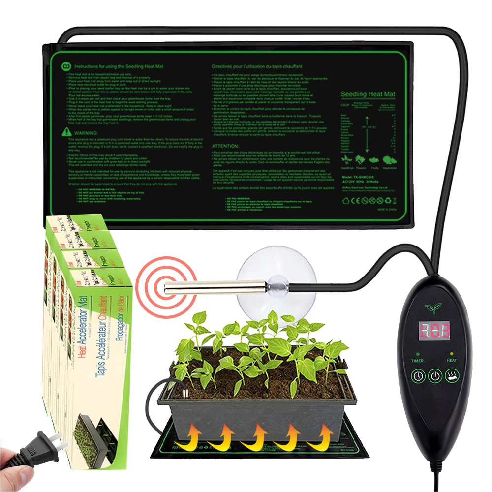 Upgrade Seedling Heat Mat Waterproof Heat Pad with 20℃-45℃ Digital Thermostat Controller for Hydroponic Seedling Germination