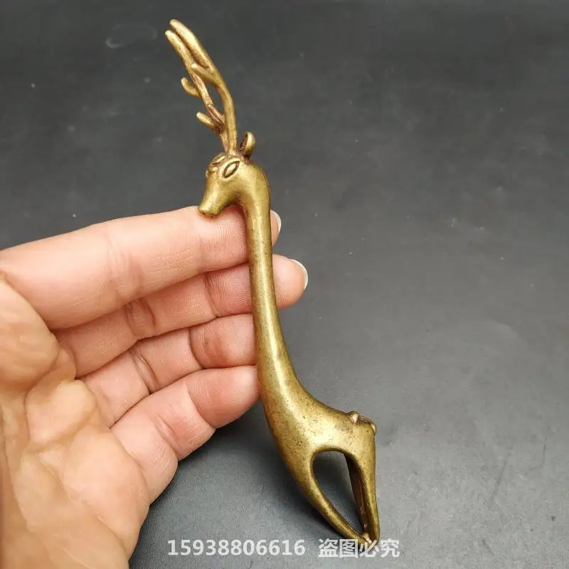 

Antique Bronze Ware Miscellaneous Antique Collection Solid Brass Little Deer Pot Cap Fork Tea Pet Retro Bronze