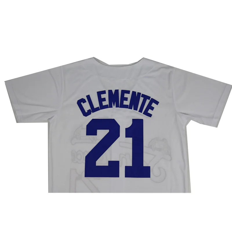 Maglie da baseball 2024 Santurce 21 CLEMENTE Ricamo cucito Abbigliamento sportivo da esterno Cultura hip hop bianco grigio Taglia grande