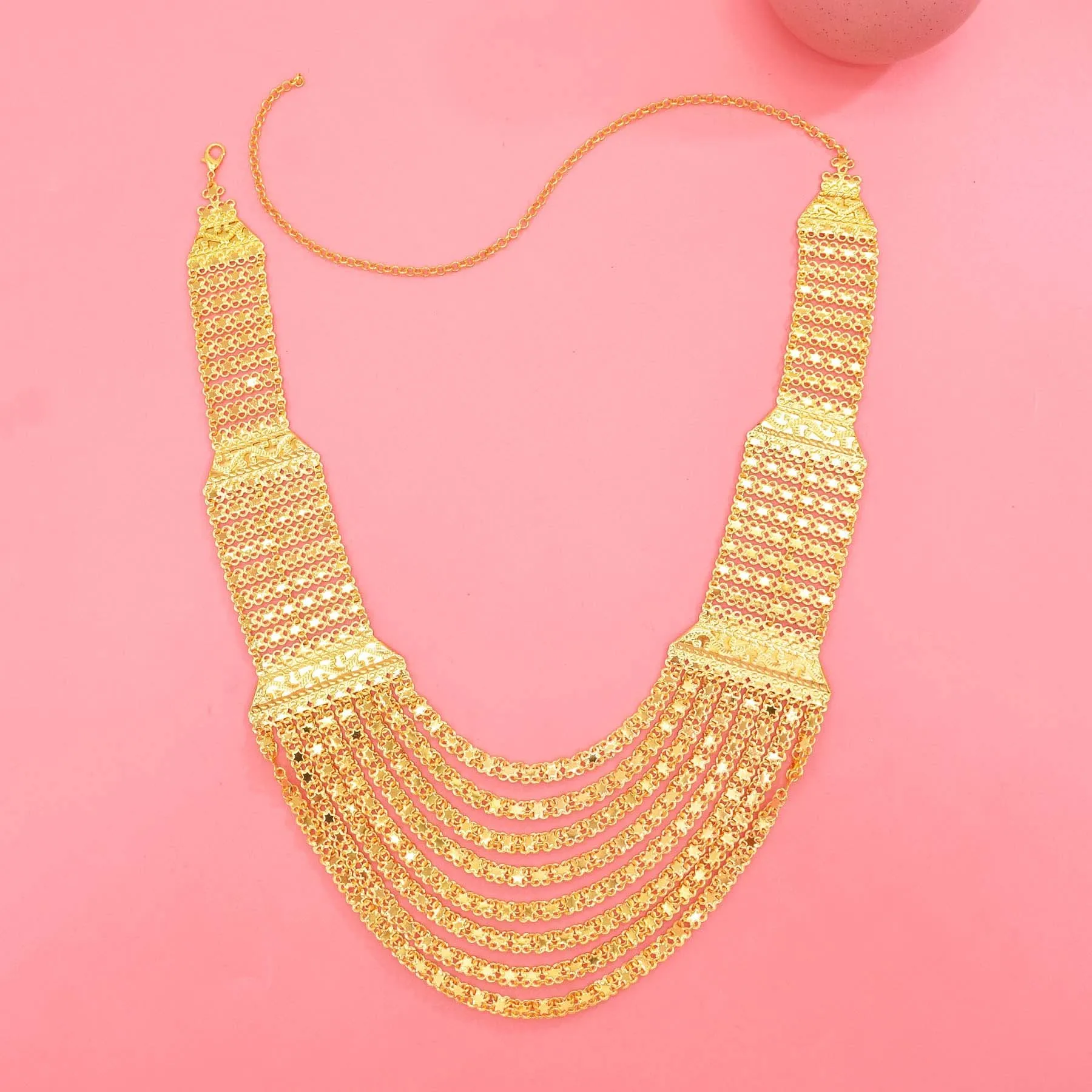 Fashion Multi-layer Drop Golden Color Alloy Punk Necklace for Women Men Party Travel Jewelry Accessories Long Tassel Necklace