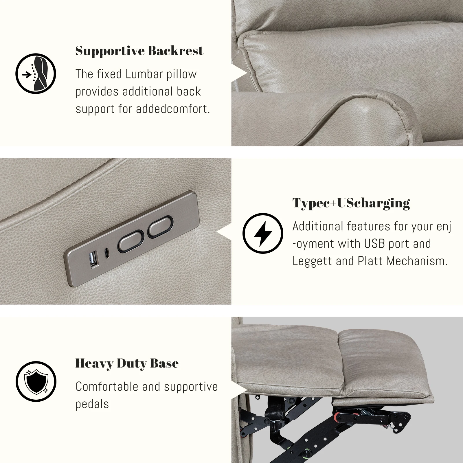 Electric Medical Riser Recliner Chair, Power Headrest, Lumbar Support, Massage, Extendable, Wooden, for Elderly Use