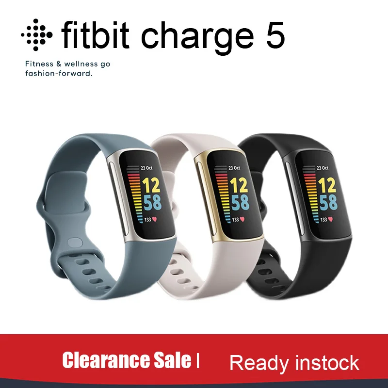 Fitbit Charge 5 jam tangan pintar, jam tangan pintar olahraga pelacak kesehatan detak jantung Monitor tidur ECG tahan air IOS Android