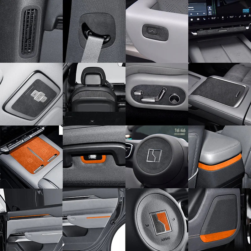 

For ZEEKR 7X 2025 Super Suede Interior Accessory, Car Central Control Sliding Cover Panel, Steering Wheel Decal Air Outlet Trim