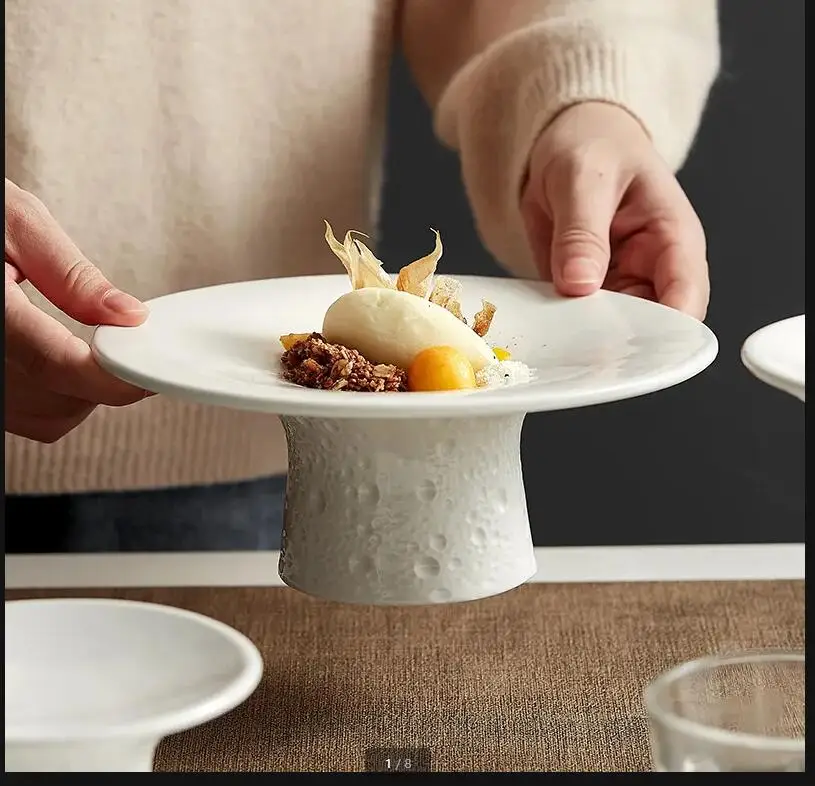 

White Ceramic Dinner Plate Refreshment Tray Serving Plates Dessert Bowl Fruit Snack Trays Dim Sum Decorative