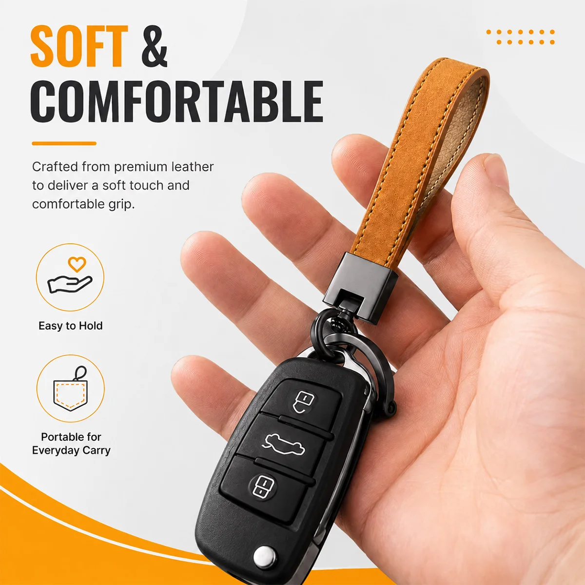 Yitong Car Key Chain Artificial Suede Leatherette Keychain Pure Color Buckle Car Key Ring Car Accessories With 2 Key Rings