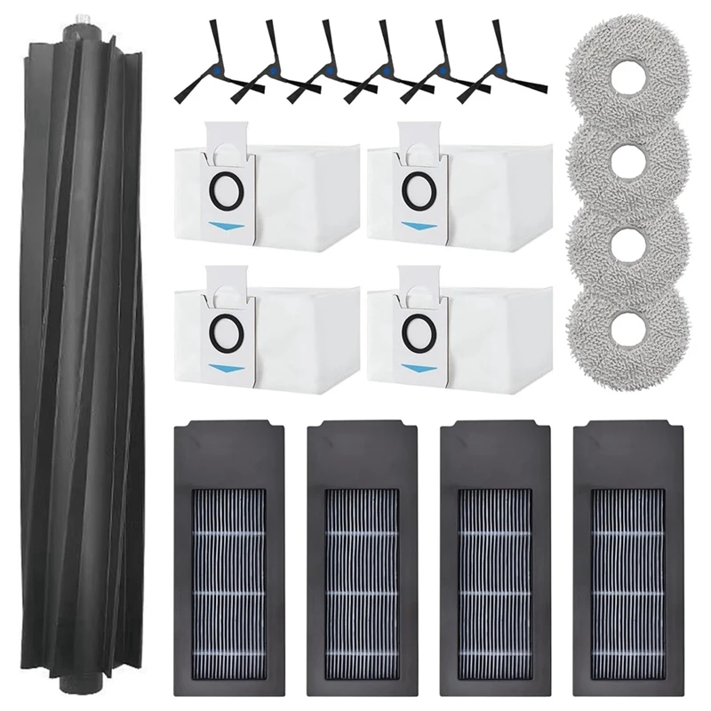

Резиновая основная и боковая щетка для пылесоса Ecovacs Deebot X2 Omni, фильтры НЕРА, Швабра, тканевые мешки для пыли, как показано на рисунке, пластик