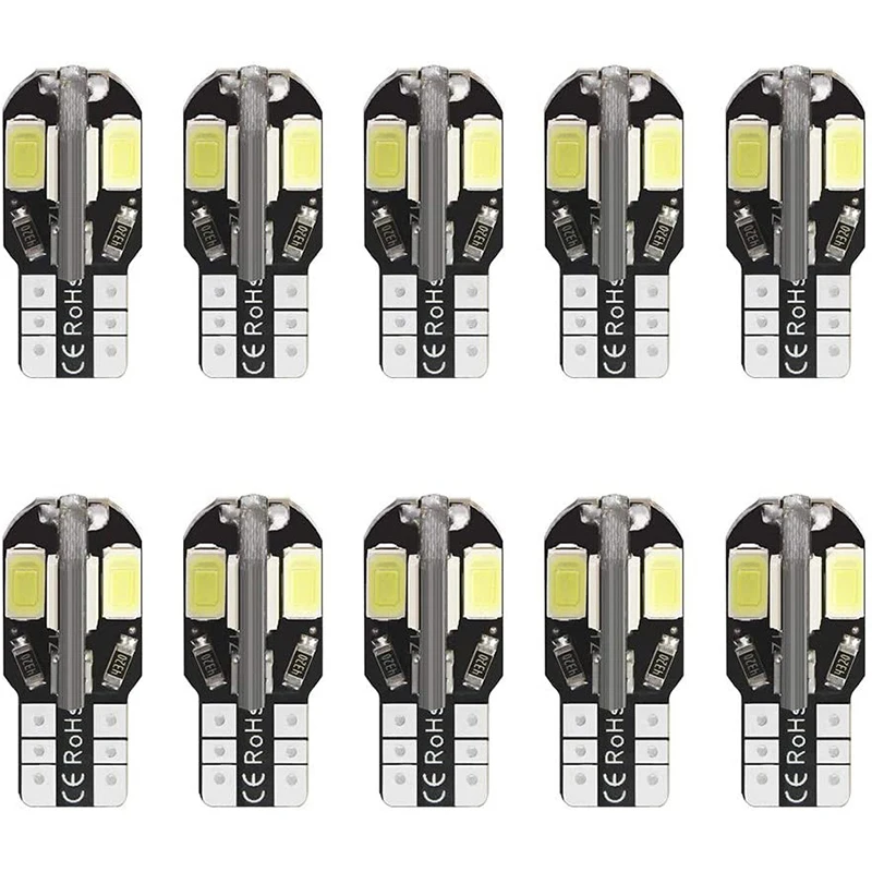 

10 шт. T10 Автомобильная светодиодная внутренняя лампа для чтения W5W 168 194 Авто Ширина лампы Боковая габаритная лампа для освещения номерного знака 12 В Теплый белый