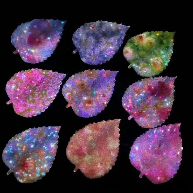 10Pcs/Pack Resin Leaf DIY Craft Kit for Phone Case Hair Clip Fridge Magnet Decor Sticker Tape