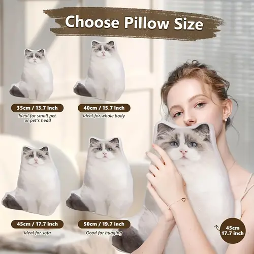 Customized Pet Photo Plush Pillow with Double-Sided Design, Featuring Soft and Cute Animal Pattern with Facial Image for Birthda - Image 3