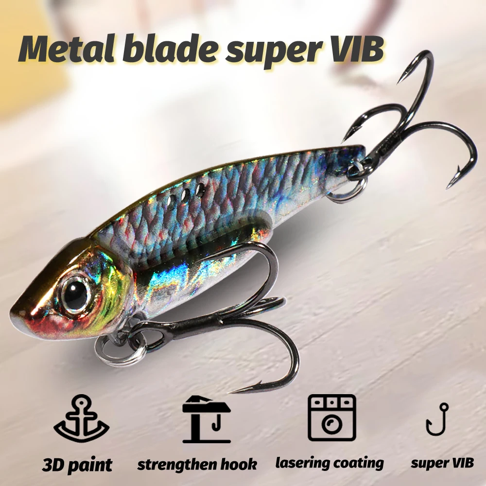 Spinner Spoon Metal Jig Bait 7.5g 10g 16g 20g VIB Tonące ostrze Spinning Treble Hook Spinnerbait Pesca Tackle Sea Fishing Lure — zdjęcie 4