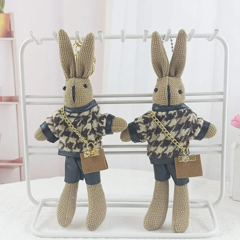 Rabbit Plush Pendant Cute Keychain Doll Toys Animal Full Filling Decorate Exquisite Bunny Rabbit Stuffed Plush Toy for Kids Gift