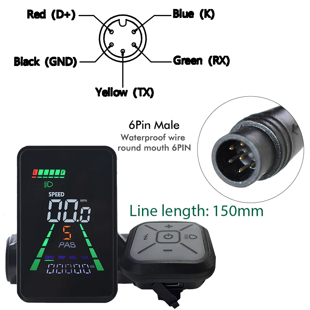 L5 LCD Display Meter Dashboard 24V 36V 48V 60V Elektrische Fiets Meter Display voor elektrische Scooter