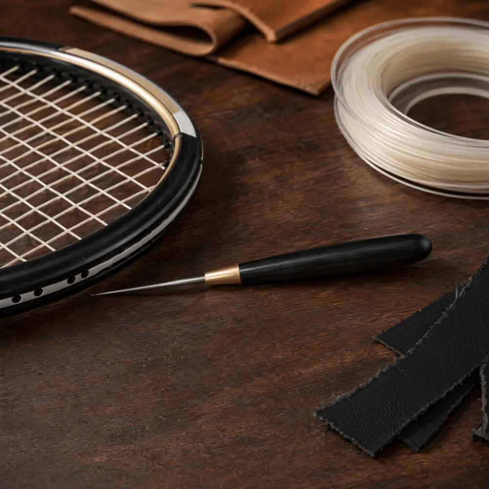 Tapered Steel Shaft Tennis Racket Bag Ultra Fine Tip Wood Handle Badminton Racket Bag Polished Finish Gold Tone Ferrule