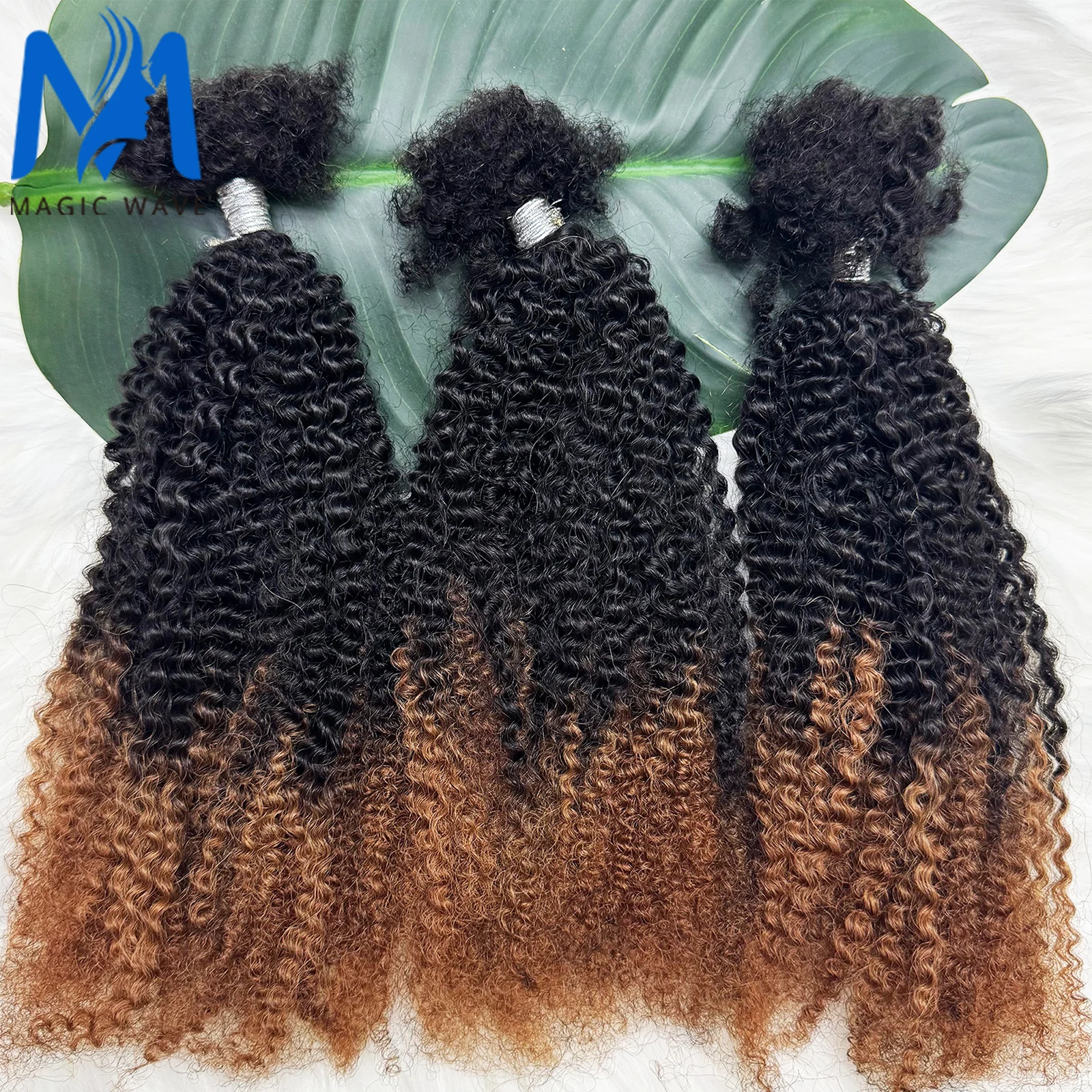 T1B/30 Afro Kinky Curly Human Hair Bulk 30g/Pack 100% Human Hair Soft 4C Afro Kinky Bulk Human Hair for Locs Extensions