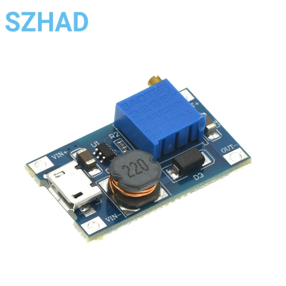 TYPE-C/USB 2A Max DC-DC Step Up Power Module Booster Power Module MT3608 2-24V To 5V/9V/12V/28V