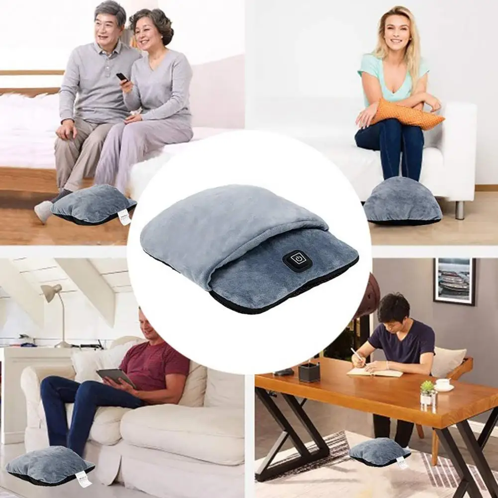 1 Set Electric Foot Heater Heated Vibration Massage Fast Heating Keep Warm Super Soft Fleece USB Electric Foot Warmer for Home