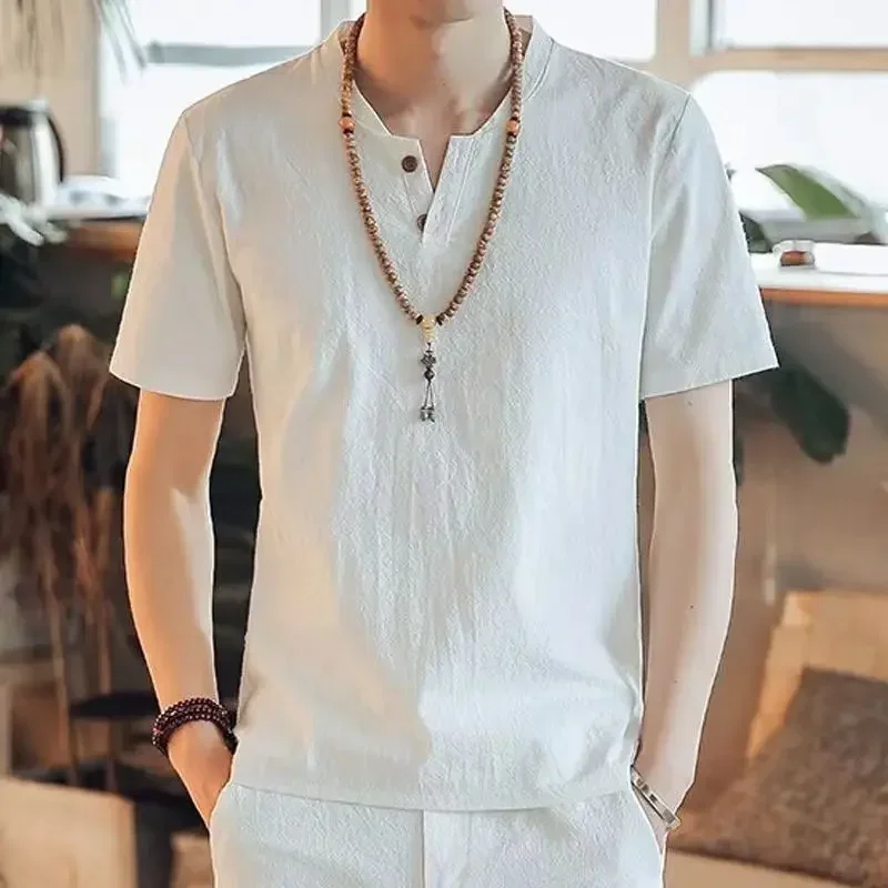 T-shirts Shorts Suits for Men Plain Linen No Logo Casual 5xl Man Sets Trend New in Matching Fashion 2 Piece Outfit Stylish 2026