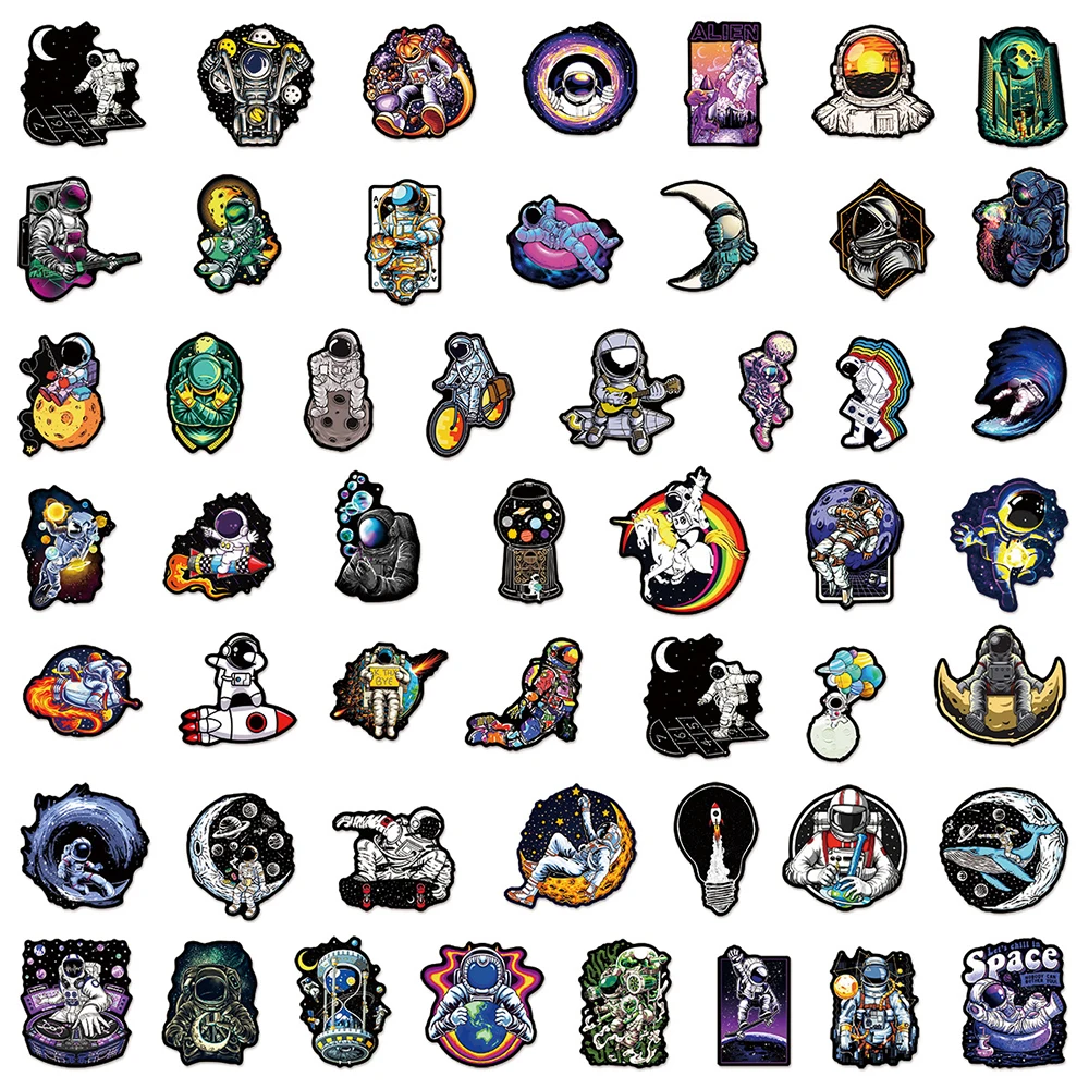 10/30/50pcs Outer Space Astronaut Graffiti Stickers Cute Cartoon Decals for Laptop Luggage Phone Sticker Kid Toy Gift