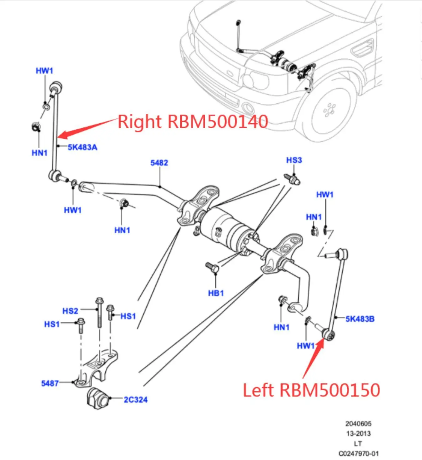 Discovery 3/4 Range Rover Sport 05-09/10-13 Front Stabilizer Bar Link Right RMB500140 Left RMB500150